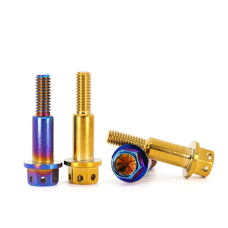 1PCS M6x30mm 304 Stainless Steel Titanium Plated Hexagon Flange Head Screw Bolts for Motorcycle Engine/Exhaust/Brake Calipers