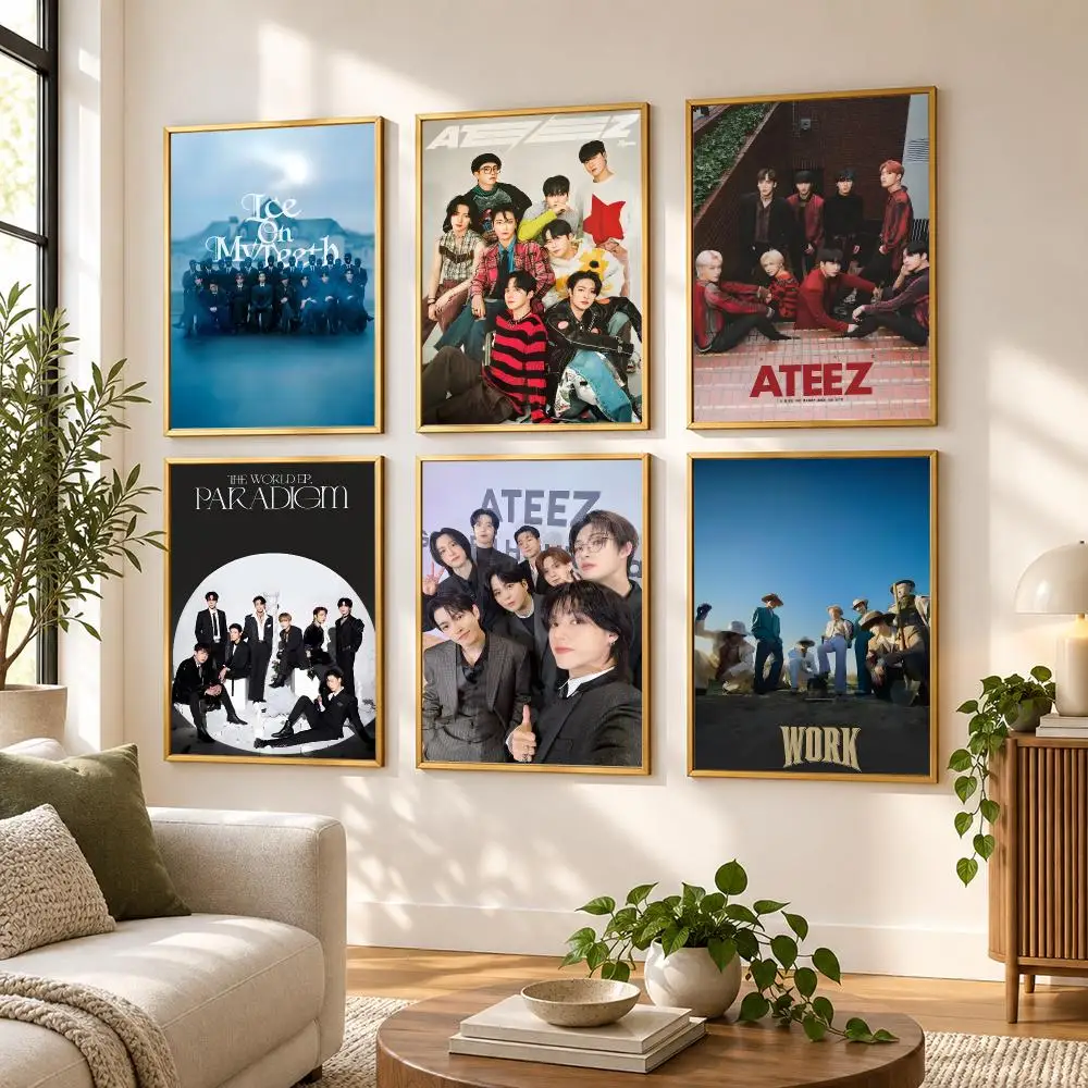 1PC KPOP A-ATEEZ Poster HD art sticky wall waterproof home living room bedroom bar aesthetic decoration