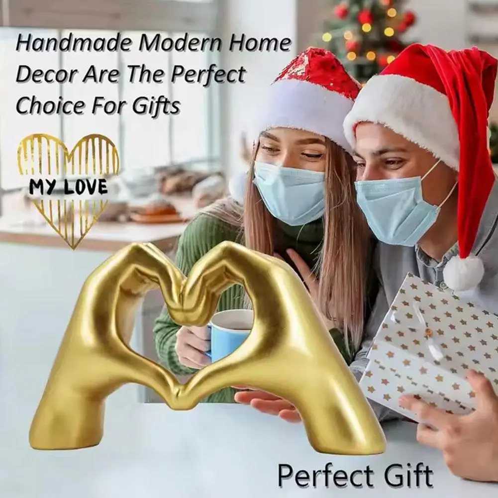 Simple Style Heart Gesture Ornaments Cute Heart-Shaped Finger Gesture Statues Creative Desktop Decor Romantic Home Office Decor