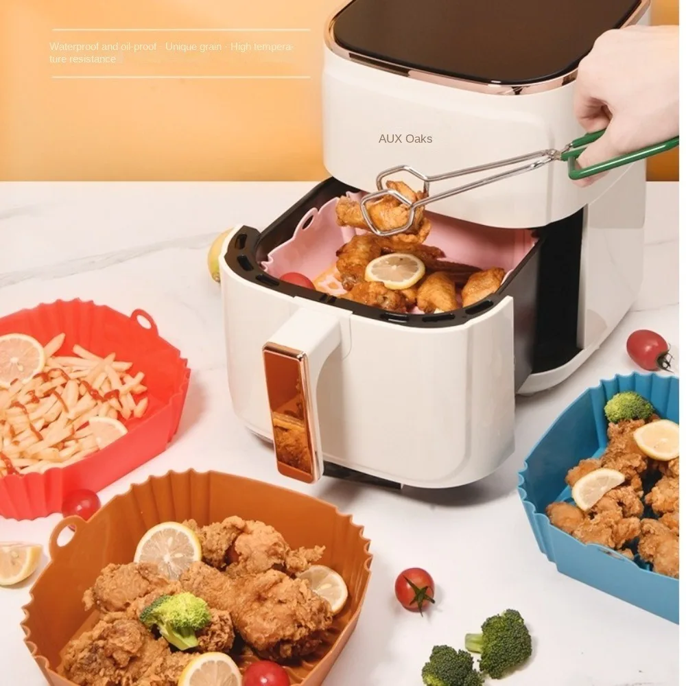 Non-stick Silicone Air Fryer Liners Soft Fried Chicken Accessories Square Silicone Pot Mould Liners Reusable Silicone Mold