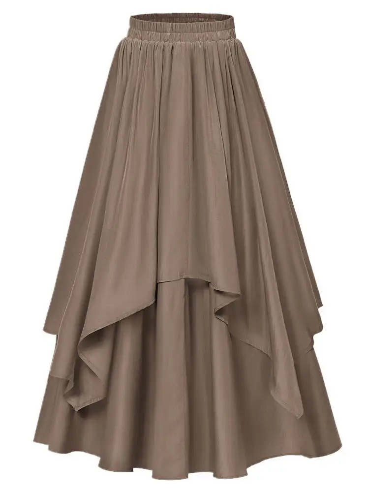 

loween Women's Irregular Skirt High Waist Loose Fit Long Dring Gown for Ladies Autumn Season Regular Thin Color