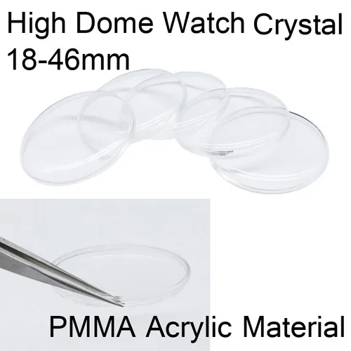 Cristal de reloj acrílico de cúpula alta con forma de tapa de 1mm de espesor, piezas de reparación de vidrio de reloj de 18mm - 46mm al por mayor