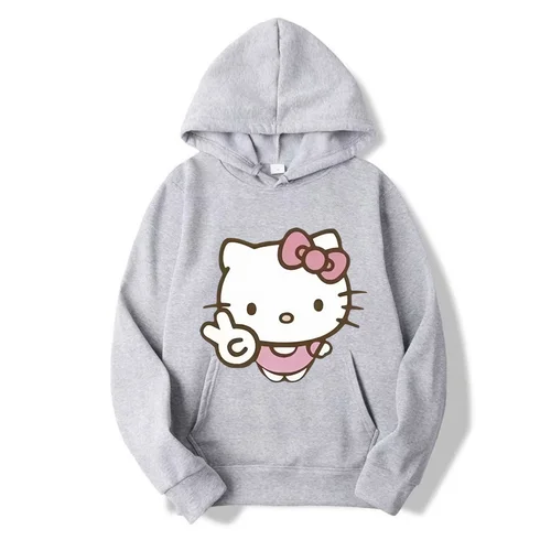 Imagen 2 del producto 2024 nueva Hello Kitty familia de dibujos animados mujeres Sudadera con capucha dibujos animados Anime hombres pulóver 2024 nueva primavera otoño pareja sudadera ropa Top
