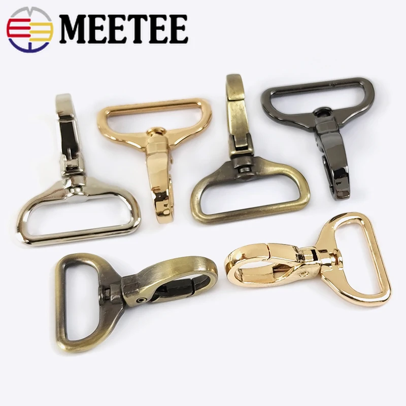 Meetee 30Pcs Metal Swivel Buckles 15/20/26/32mm Lobster Clasp For Webbing Bag Strap Hanger Hook Buckle DIY Hardware Accessories