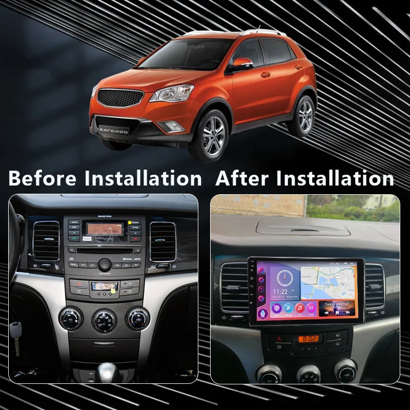 QSZN For SsangYong Korando 3 Actyon 2 2010 - 2013 2K QLED Android 13 Car Radio Multimedia Video Player GPS AI Voice CarPlay 4G