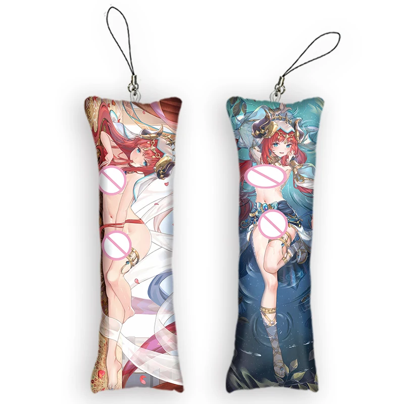 Nilou Cute Anime Key Chain Genshin Impact Mini Dakimakura Keychain Small Pillow Decor Pendant Otaku Gift Kawaii Backpack Pendant