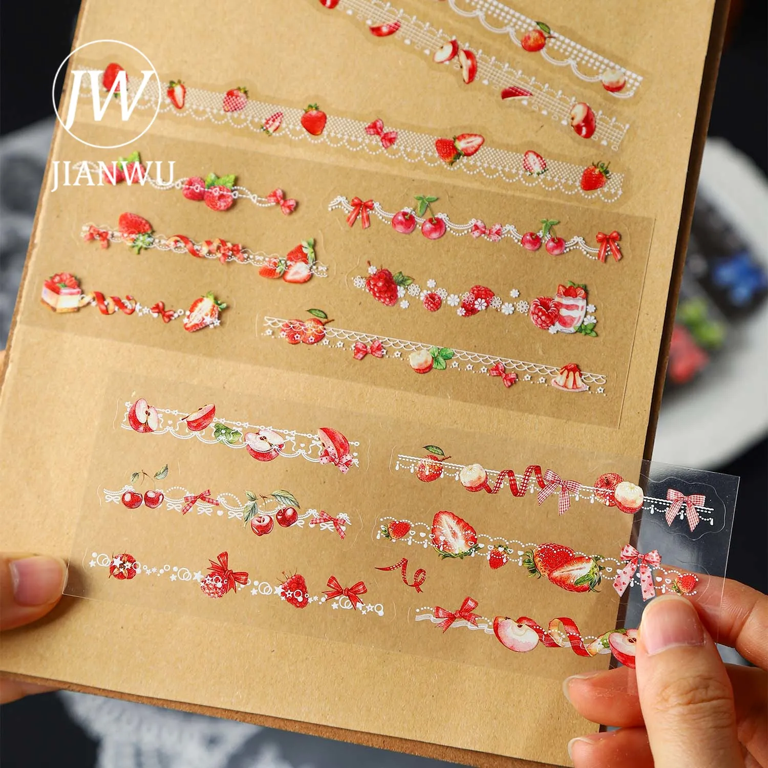 JIANWU Vintage Fruit Lace Landscape Material Collage Scrapbooking PET Sticker Book Creative DIY Journal Stationery