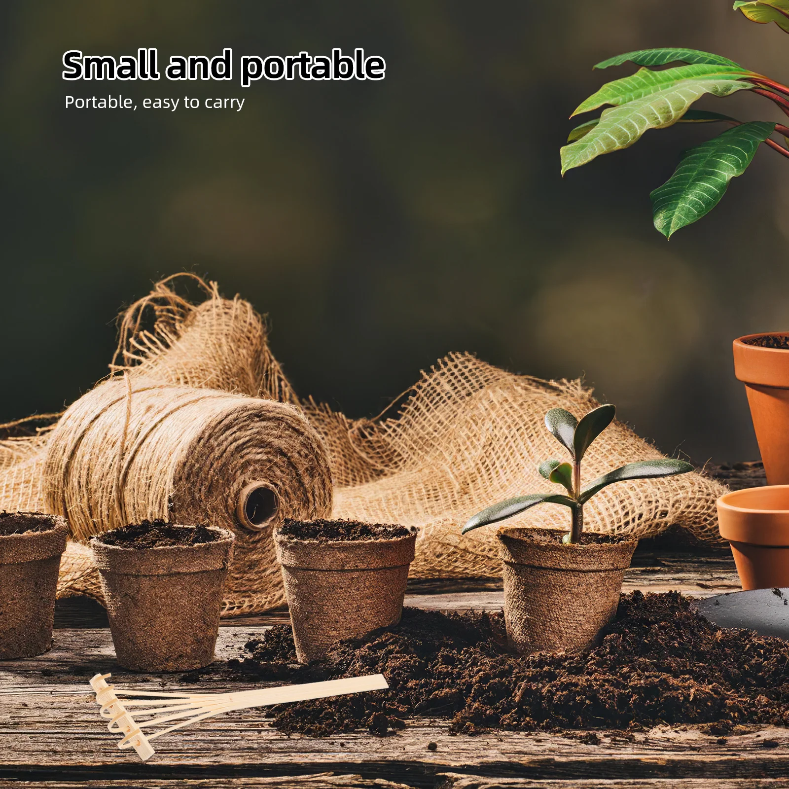 4 szt. Mini narzędzi ogrodniczych z bambusa do piasku, dekoracji biurka, roślin doniczkowych, bonsai, dekoracji rysunkowych, ozdoby na biurko, gadżet do ogrodu