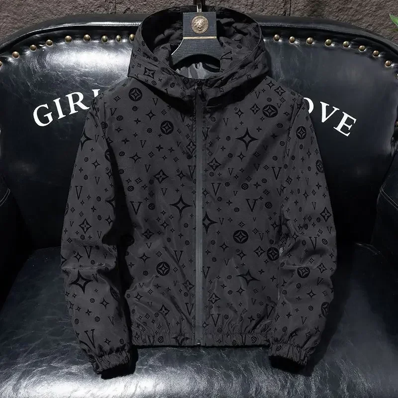 Spring and Autumn new hooded jacket men's slim letter jacket 2025 fashionable casual versatile youth top
