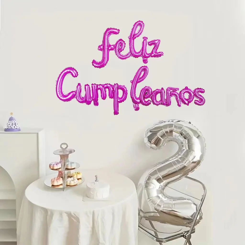Spanish Lowercase Happy Birthday Alphabet Set Feliz Cumpleanos Spanish Baby Shower Birthday Party Aluminum Film Balloons 1 Set image 3