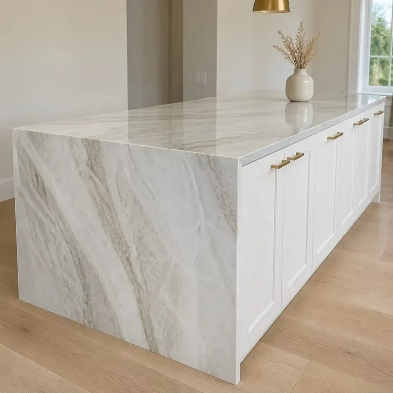 Luxury Taj Mahal Quartz Stone Kitchen Countertop Panel Natural Polished Island Counter Dresser Customized Project
