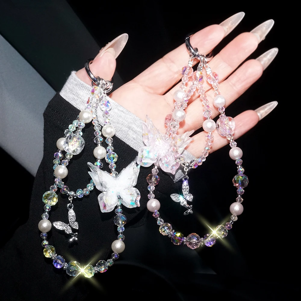 Can Glow-in-the-Dark High-End Crystal Beaded Bracelets Anti-Lost Double Phone Case Hand Chain ins Women Temperament Bracelet