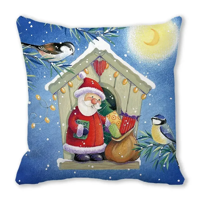 Home decoration christmas decoration snowman santa print pillowcase ornament cushion cover 45x45 cm funda de almohada image 6