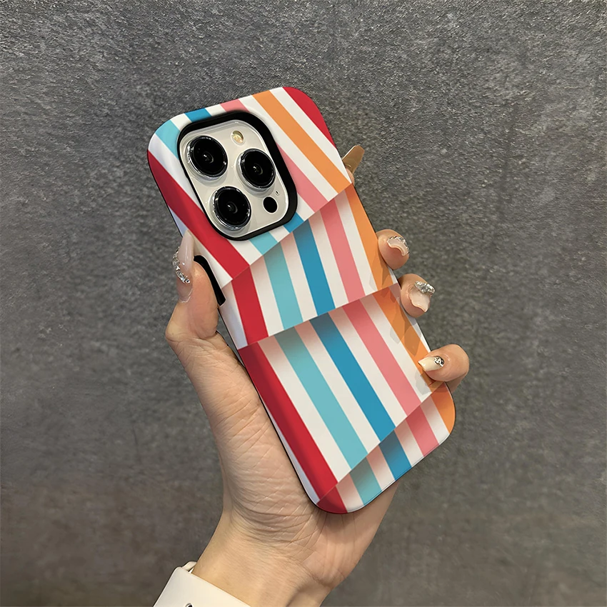 

Irregular Stripe Phone Case For Iphone 17 16 15 14 13 Pro 12 11 Max Plus 17 16Pro Anti Drop Phone Case Personalized 15Pro Cover