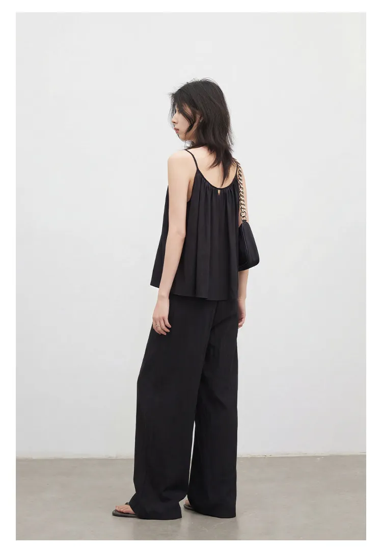 CHIC VEN New Women Pants Solid Loose Casual Wide Leg Pant Elastic Waist Female Thin Trousers Pleated Spring Summer 2026