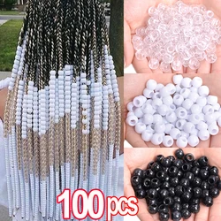 100pcs/set Transparent Resin Hair Beads 5mm Big Hole Dreadlock Beads for Jumbo Braid Dreadlock Hair Accessories Styling Tools