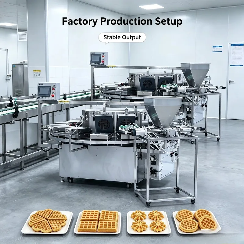 Waffle Production Line Portable Commercial Waffle Iron Baking Machine Bakery Electric Heating Customizable Shapes