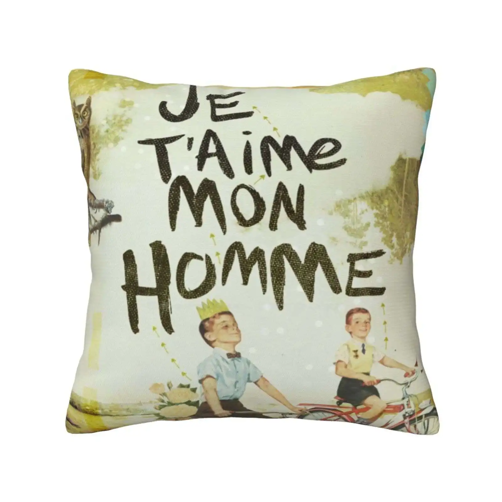 Je T'Aime Mon Homme Soft Comfortable Pillowcase Je Taime Mon Homme Comrade Bestie Bff Best Friend Love Boys Bikes Childhood