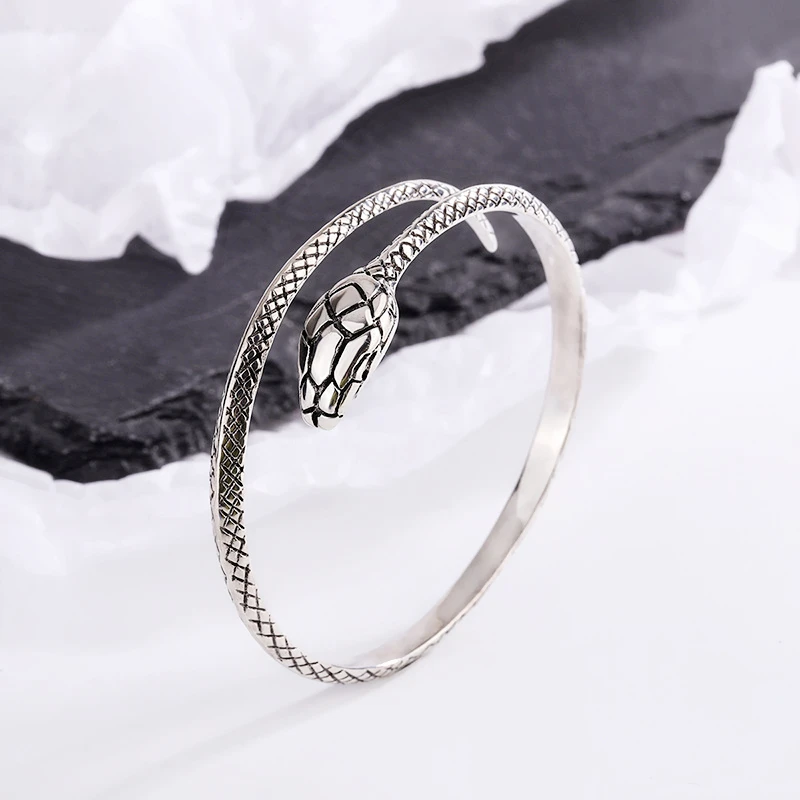 Sole Memory Vintage Thai Silver Snake Cool Personality Silver Color Female Resizable Bracelets SBR334