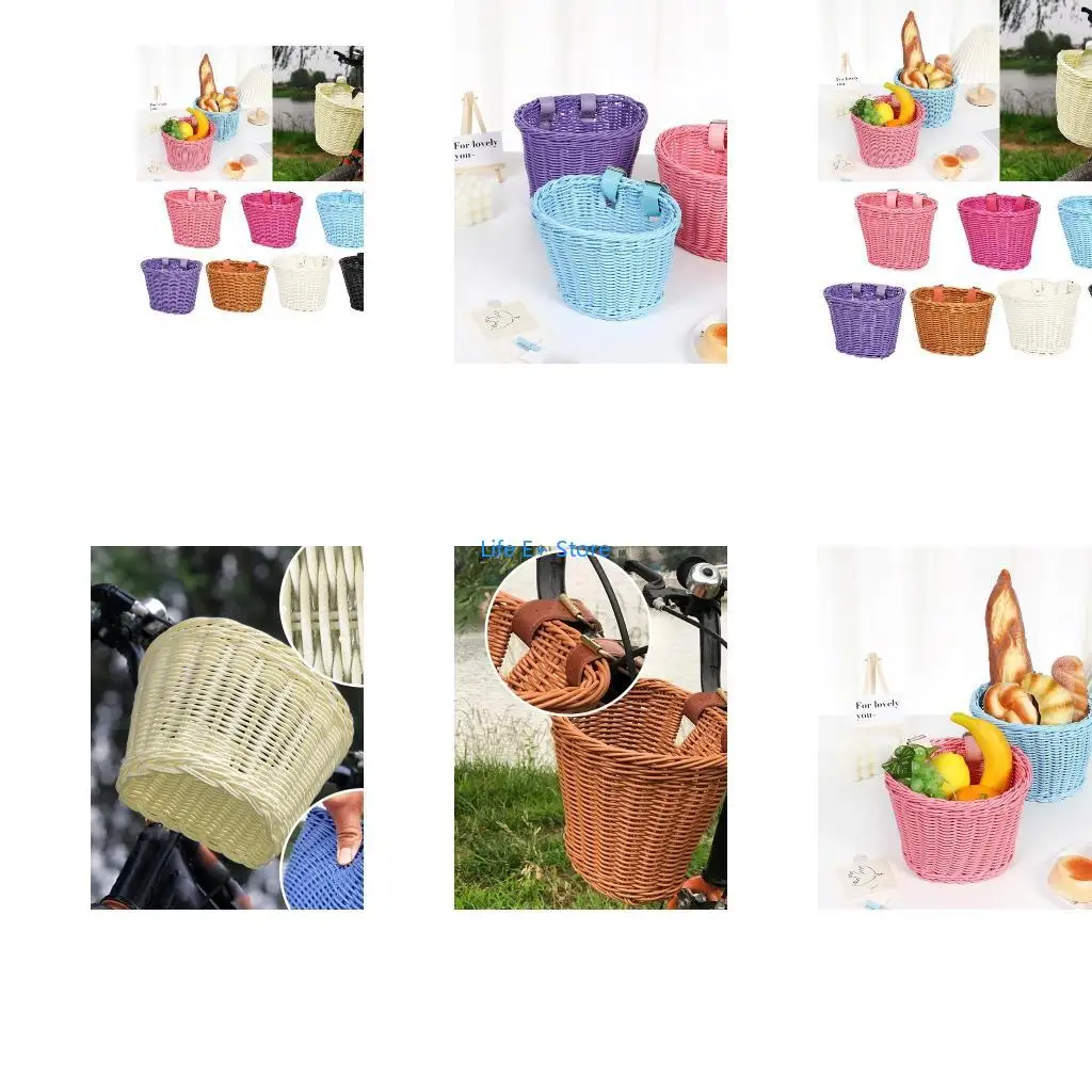 

Front Handlebar Bicycle Basket Multifunction Traditional Bicycle Basket Waterproof Hand Woven Bike Basket For Kids Children Bike