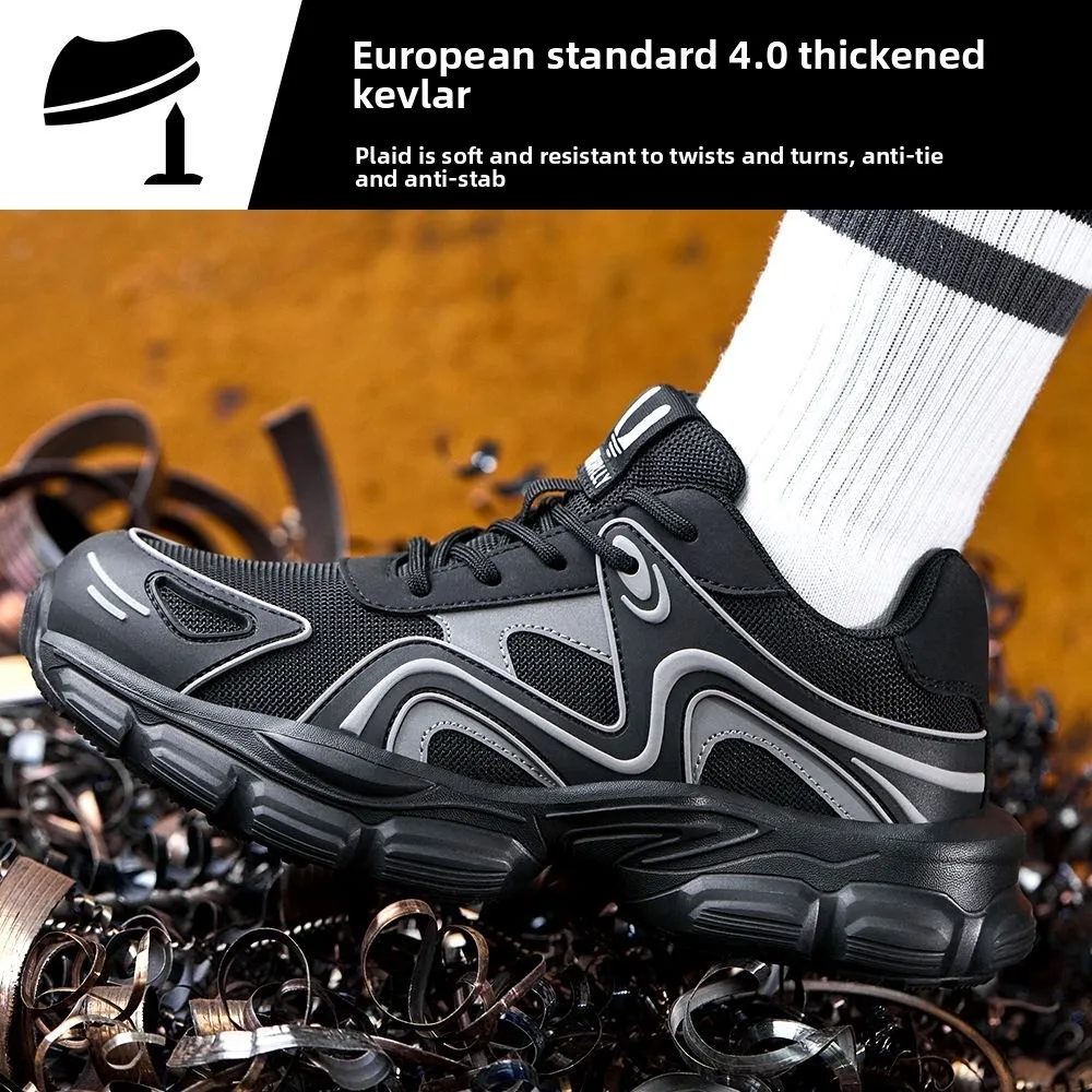 남성용 안전 신발 밑창 작업 신발 남성용 경량 통기성 강철 발가락 운동화 보호 안티 스매싱 내마모성 35-42