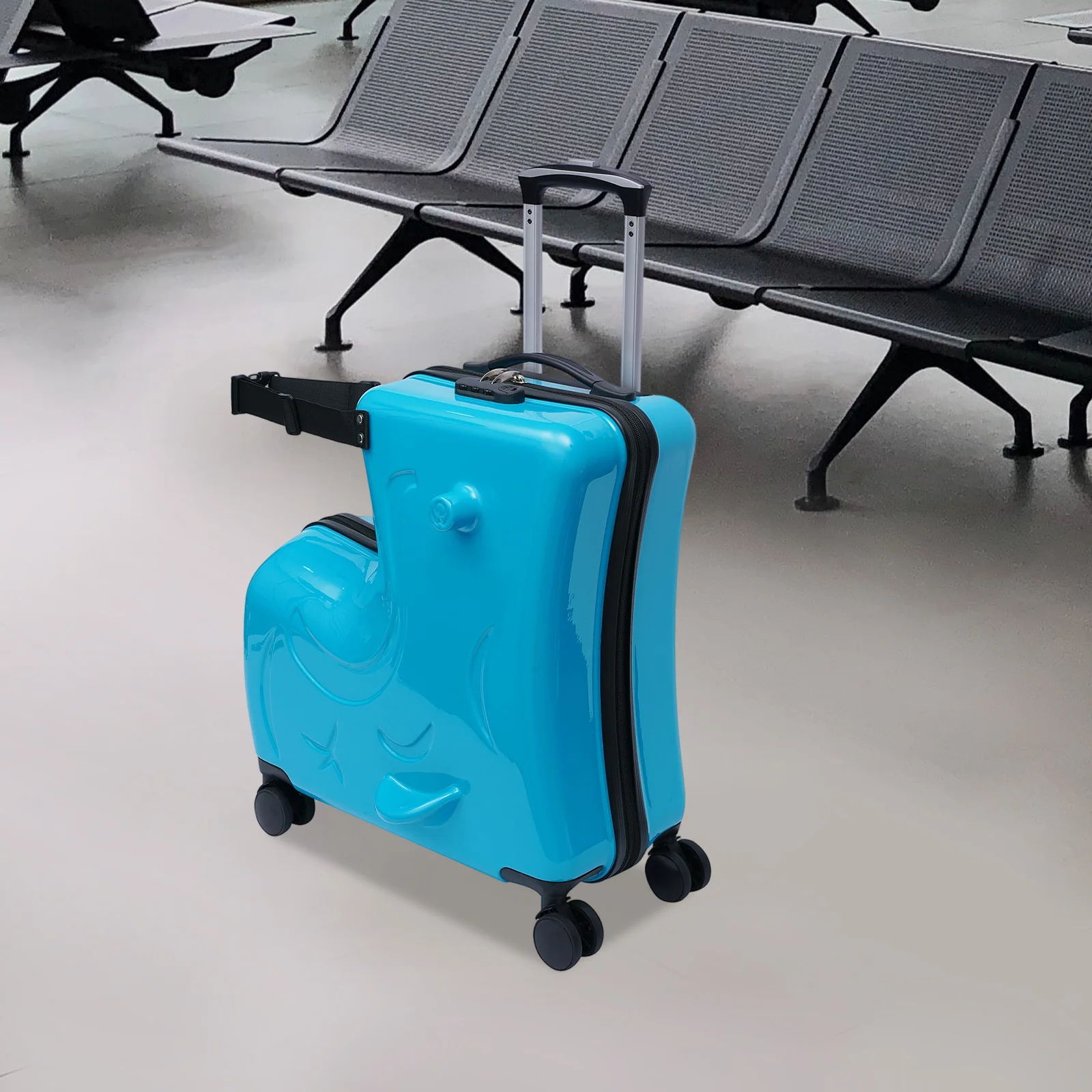 

20 Inch Kids Suitcase with Wheels, Durable Blue Carry-On Luggage for Children, Portable Travel Storage Box, Fun & Practical