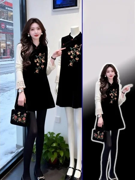 

Женский комплект больших размеров: традиционный китайский жилет и топ с высоким воротником, двухсоставный комплект для ношения под одеждой, весенняя мода, свободный крой