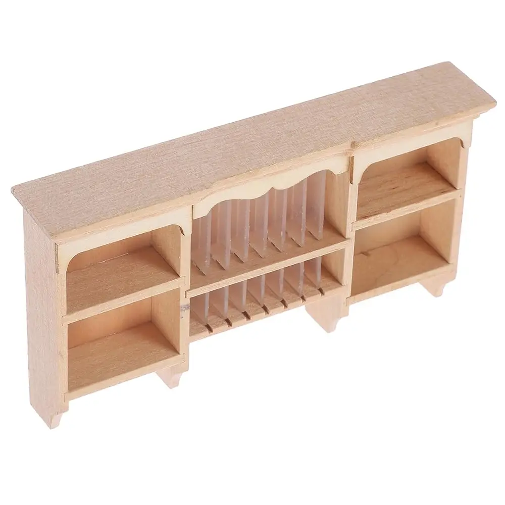 

Miniature Storage Cabinet Wall Dollhouse Mini Wood Cupboard Miniature Bookshelf Model Furniture Accessories For 1: 12 Doll
