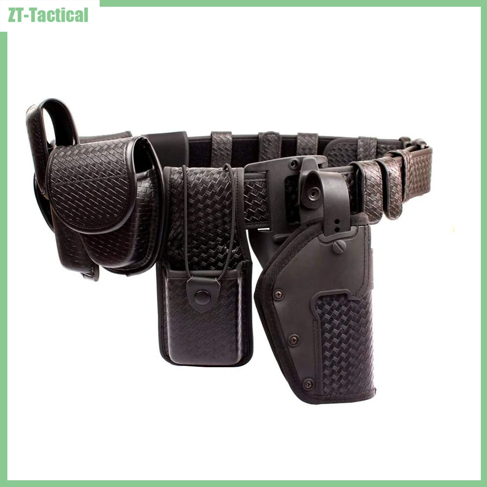 10 in 1 Basketweave Sentinel Duty Web Belt, Police Duty Belt Rig, Security Modular Law Enforcement Duty Belt with Pouches