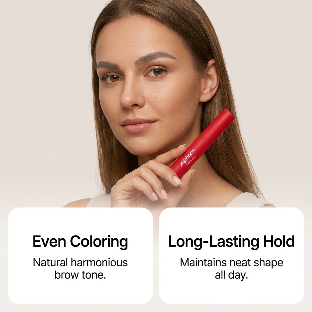 Máscara para Sobrancelhas de Longa Duração em Tom Castanho Acinzentado, Maquiagem Natural e Definida para um Look Personalizado