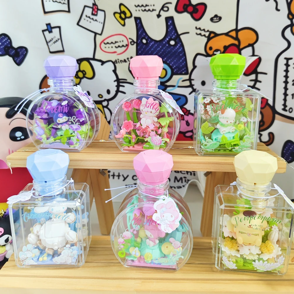 

Sanrio Hello Kitty Kuromi Pochacco флакон духов слепая коробка модель аниме периферийные устройства кирпичи со световыми украшениями дети DIY игрушка в подарок