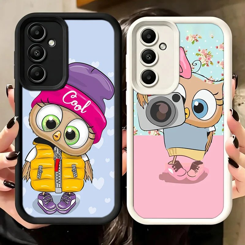Winter Xmas Owl Art Phone Case For Samsung A17 A27 A57 A16 A26 A36 A56 A15 A25 A35 A55 A05S A06 A07 Galaxy M15 M16 M23 M34 M36 M