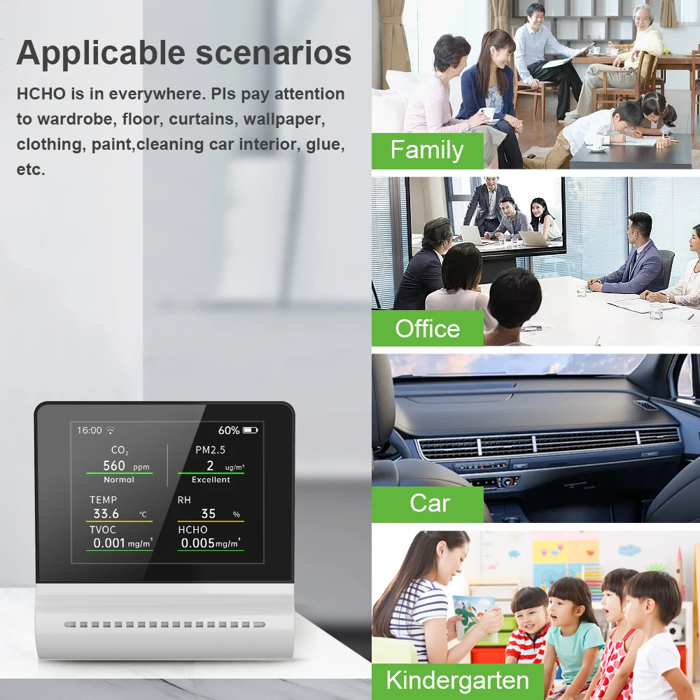 Imagem -03 - Detector de ar Multifuncional Smart Home Tester Display Led Temperatura e Umidade Hcho Tvoc Co2 em Pm2.5 Noyafa-jms16