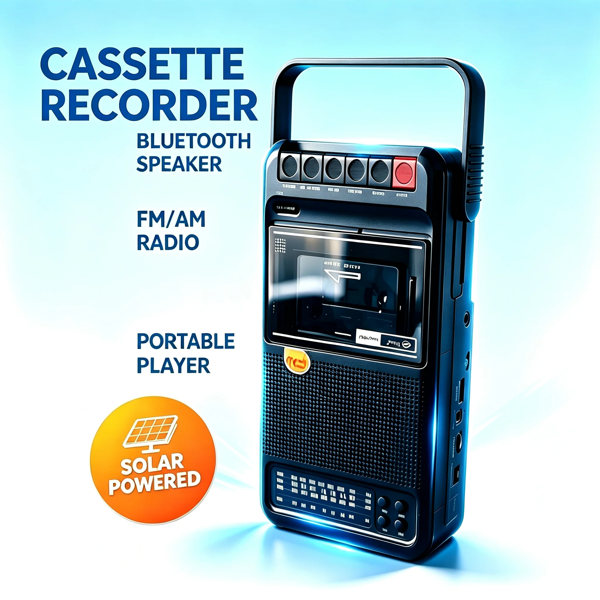 Solar energy Multifunctional Tape Player Portable Format Converter Recorder Bluetooth MP3 Cassette Player Full-band SW Radios