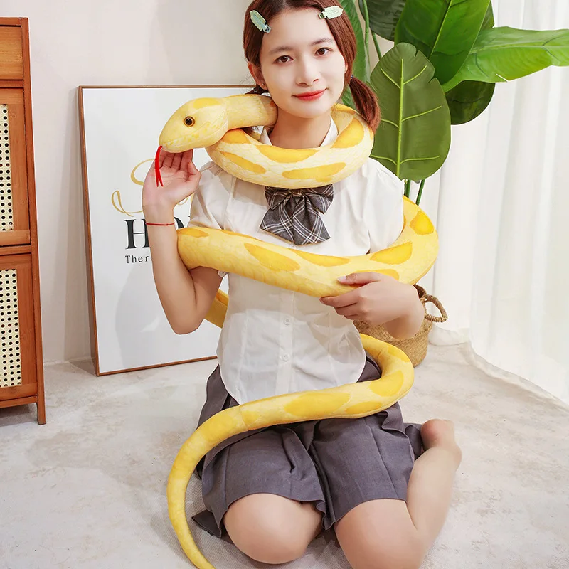 100~300cm Boa Snake Doll Wild Animal Scary Like Real Plush Toy Tongue Out Green Yellow Red Brown Stuffed Plushie Birthday Gift