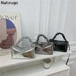 Women's Handbags Laser Silver Clutch Metallic Pleated Shoulder Bags For Women 2024 Luxury Ladies Single Shoulder Crossbody Bag