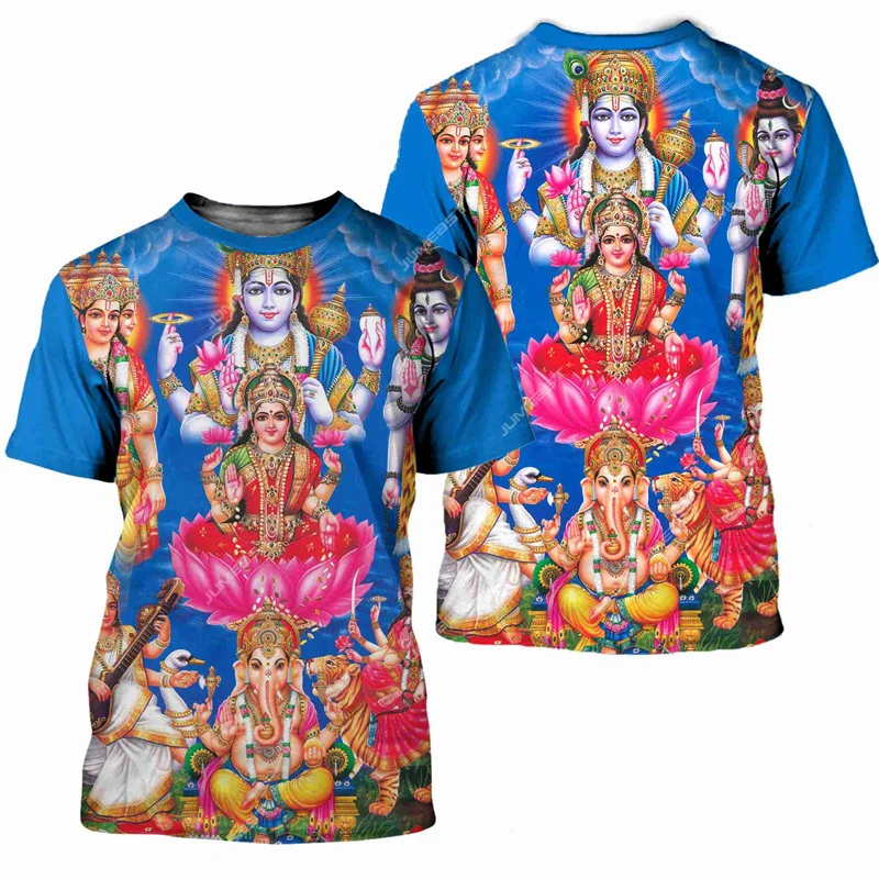 3D Men Hindu Lord God Vishnu T Shirt Goddess Shiva Unisex Street Graphic T-Shirt Vintage YK2 Oversize Shortsleeve Fashion Clothe