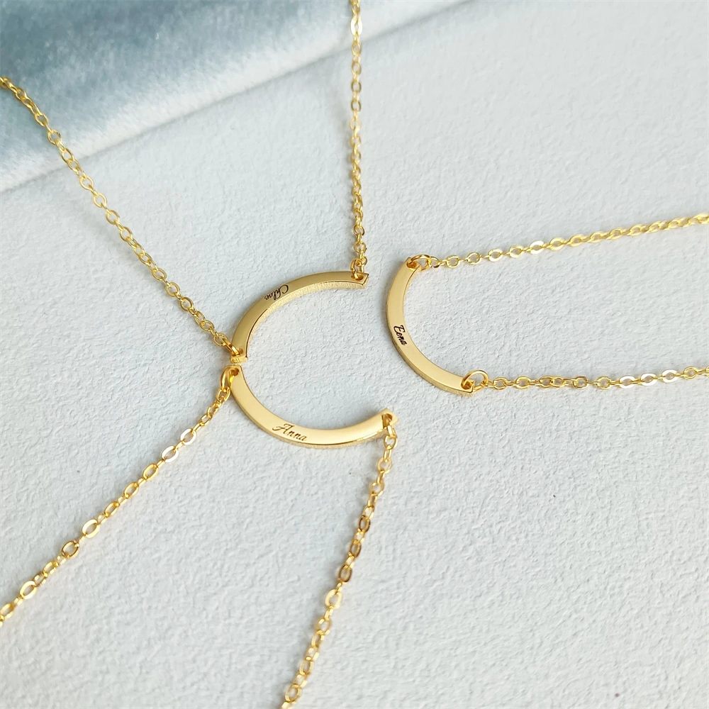 

Индивидуальные персонализированные круглые ожерелья с именем, кулон из нержавеющей стали, цепочка-колье с гравировкой, ожерелья с именной табличкой, подарок лучшему другу