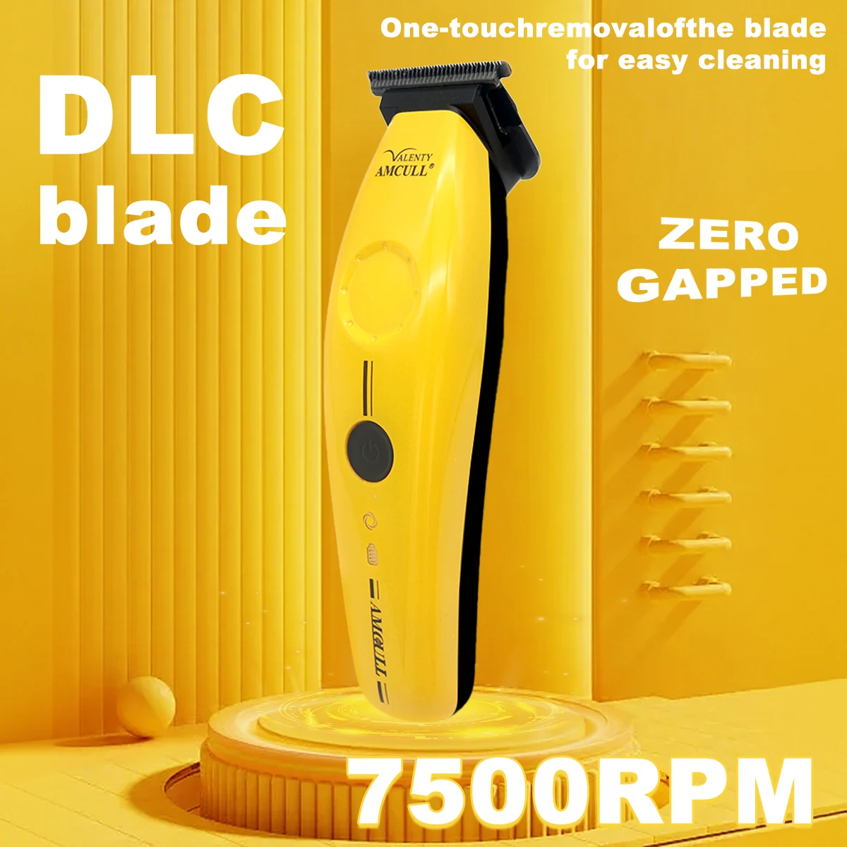 Trimmer for Men Hair Clipper Professional with DLC Blade T-Blade 7000RPM Zero Gapped Cordless Hair Cutting Machine Barber