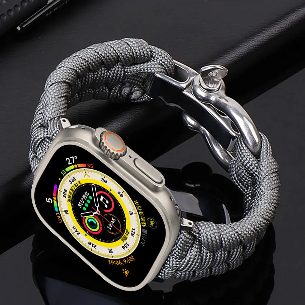 Pasek nylonowa na świeże powietrze do Apple Watch Band Ultra 49mm 44mm 40mm 45mm 41mm 42mm 44mm pleciony bransoletka iWatch serii 3 4 5 6 SE 7 8