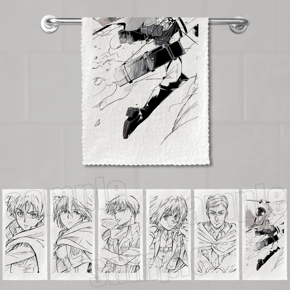 Anime Attack on Titan Cosplay Soft White Coral Fleece Water Absorption Bath Towel Handkerchief Cartoon Mascot Birthday Xmas Gift