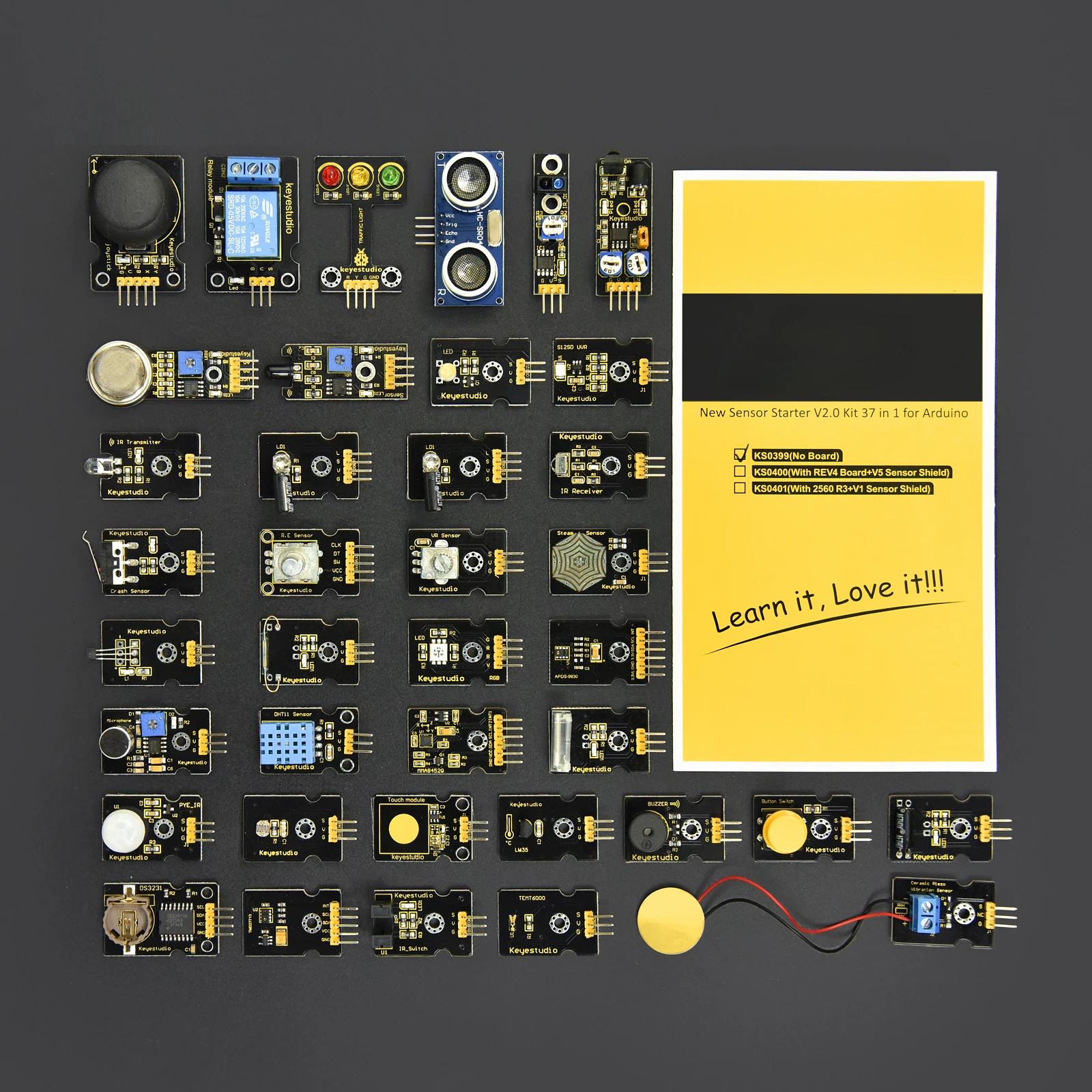 

Обучающий набор 37 сенсорных модулей в 1 коробке, новый стартовый набор датчиков V2.0 для Arduino без материнской платы