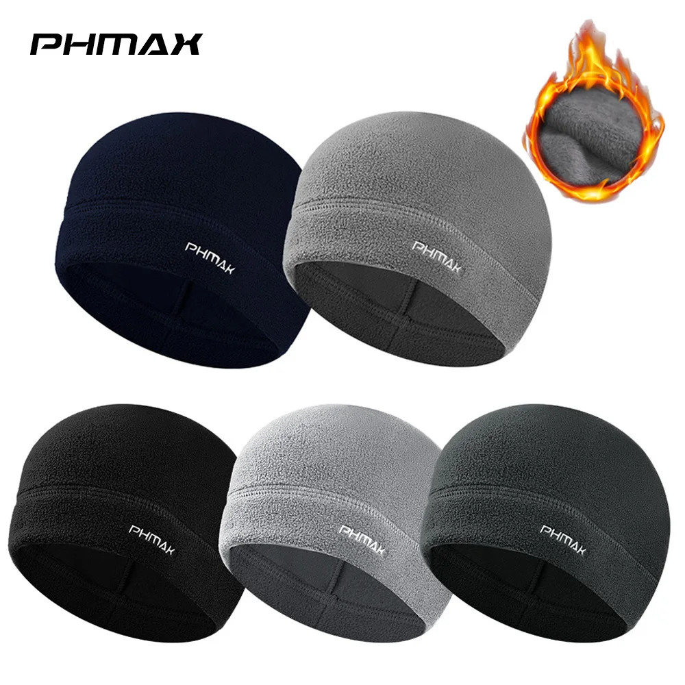 PHMAX Cycling Fleece Beanie Windproof Thermal Skull Cap Ear Warm Winter Hat For Men Women Bike Riding Running Outdoor Warm Cap