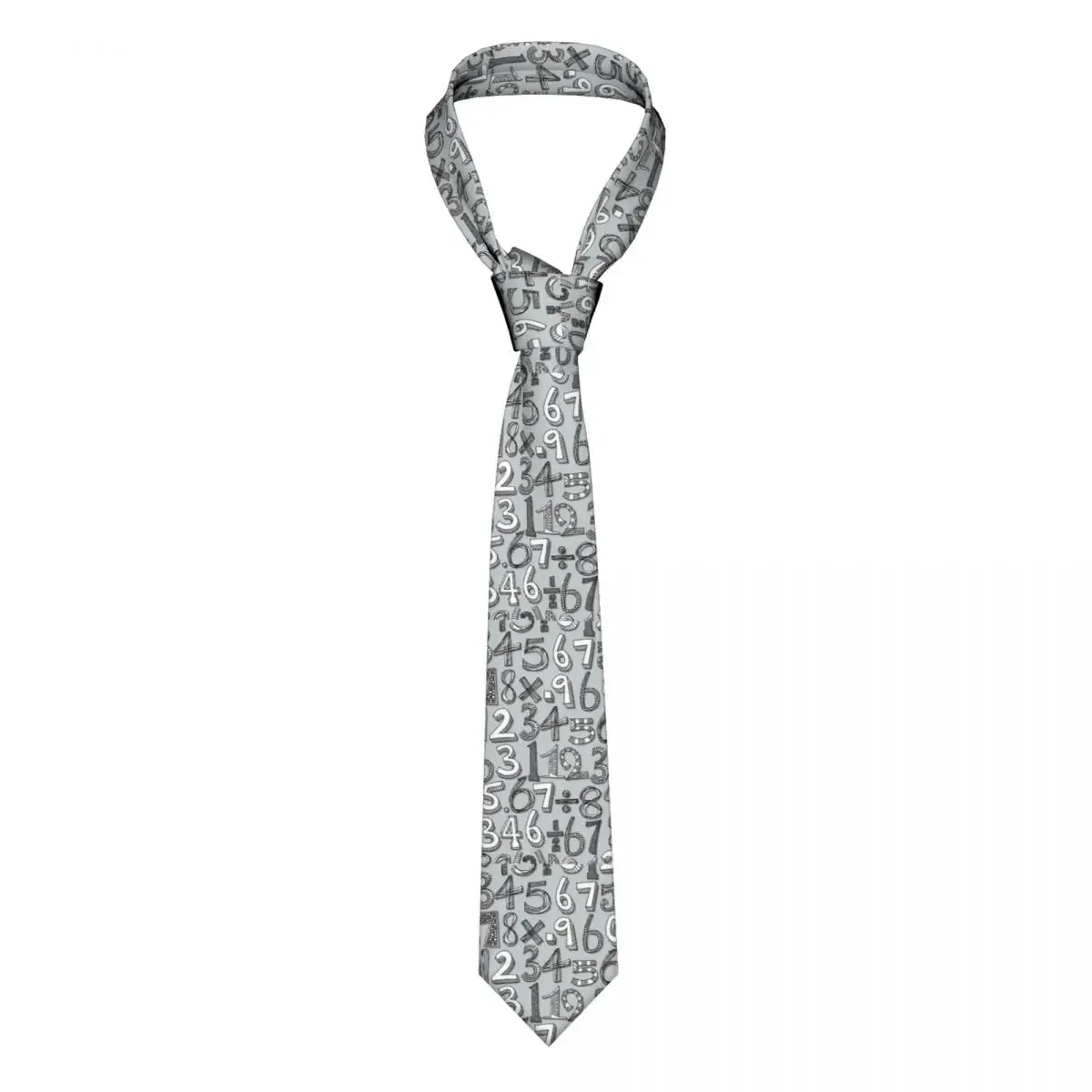 Math Doodle Silver Necktie Men Women Polyester 8 cm Geek Teacher Gift Neck Ties for Men Slim Wide Suits Accessories Cravat