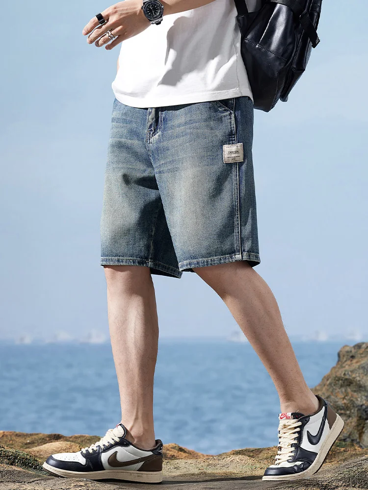 Sommer Neue männer Dünne Kurze Jeans Mode Koreanische Gerade Ausgestattet Vintage Waschen Denim Shorts Lose Männliche Kleidung