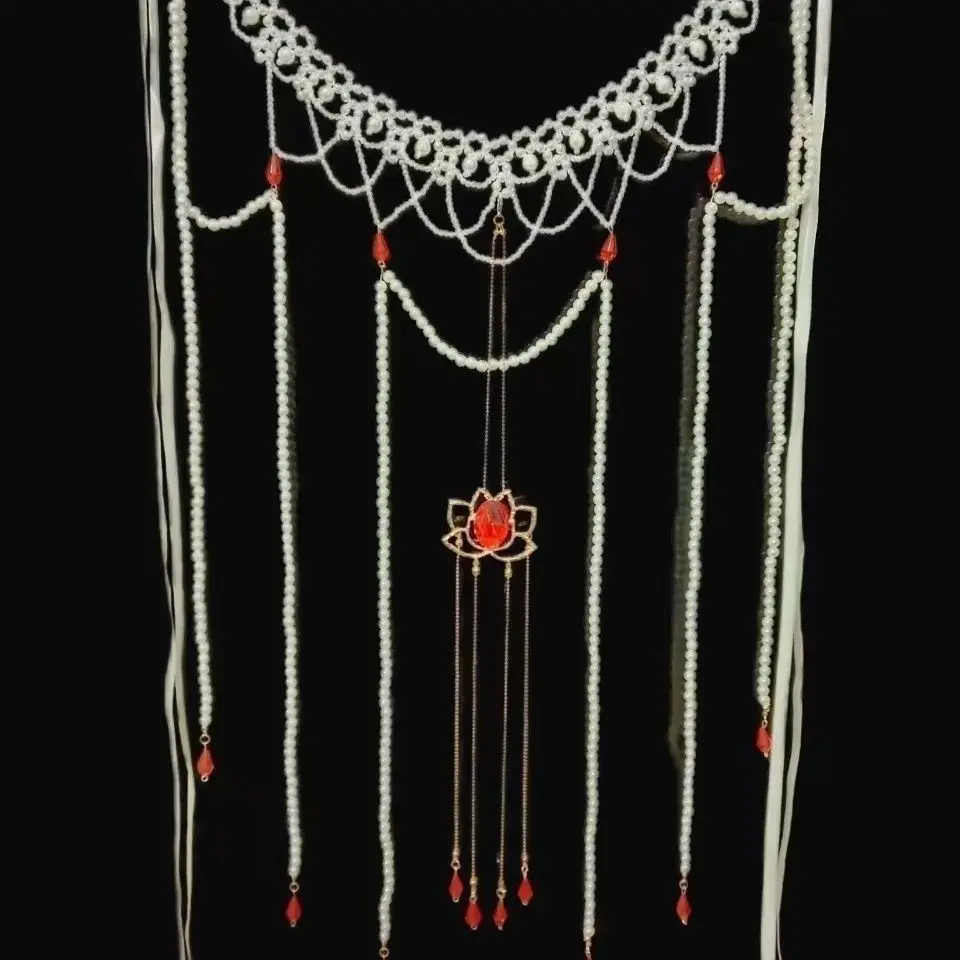 

‌Handmade Hanfu Waist Chain - Pearl Fringe Belt, Tang Dynasty Costume Jewelry, Dunhuang Style Waist Decoration