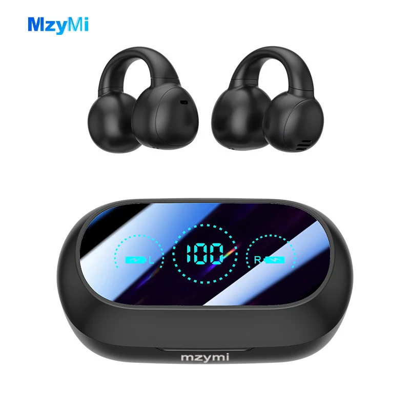 

MZYMI Ear Clip Type Bone Conduction M59 ENC Headphones Wireless Bluetooth Earphones Noise Canceling Earbuds LED Display Headset