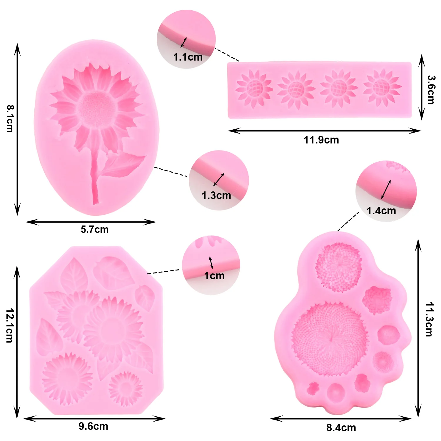 Sunflower Stamen Daisy Silicone Mold Sunflower Fondant Molds Cake Decorating Tools Cupcake Topper Chocolate Candy Clay Moulds