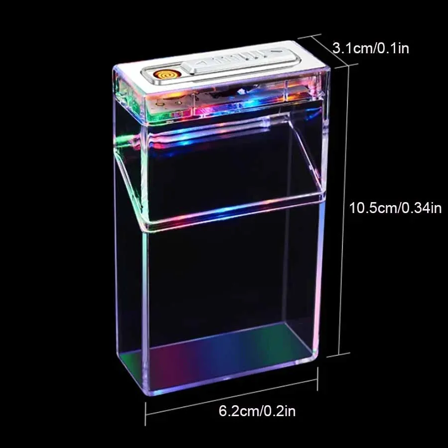 Cigarette Storage Box with Cigarette Lighter LED USB Rechargeable Lighter 20 Cigarette Box Sealed Moisture-proof Storage Box 1PC