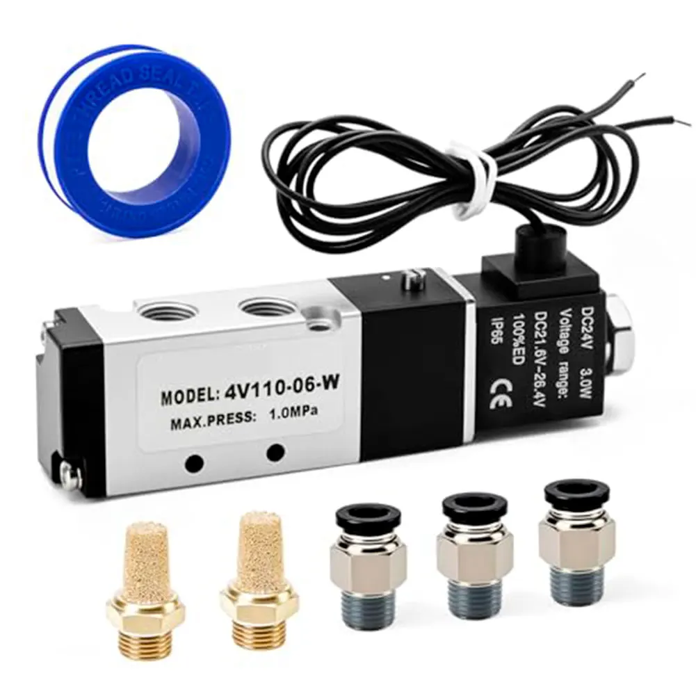

7pcs 99.4*18*27mm 4V110-06 DC24V Solenoid Valve 2 Position 5 Pass With Filter Easily To Install For PRECISION Filter Pneumatic